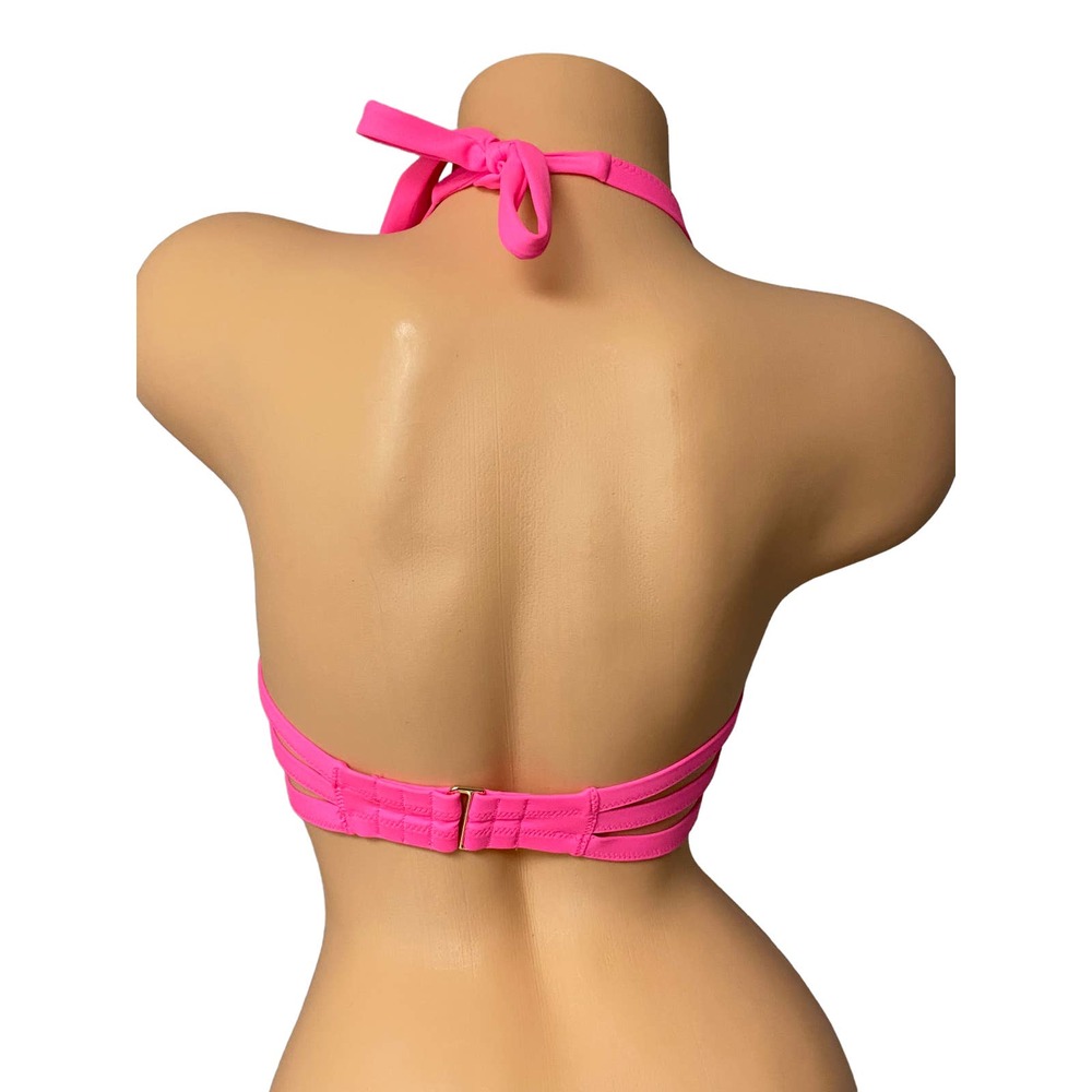 NWT! Shade & Shore Neon Pink Push-Up Bikini Top 36B - Picture 3 of 3
